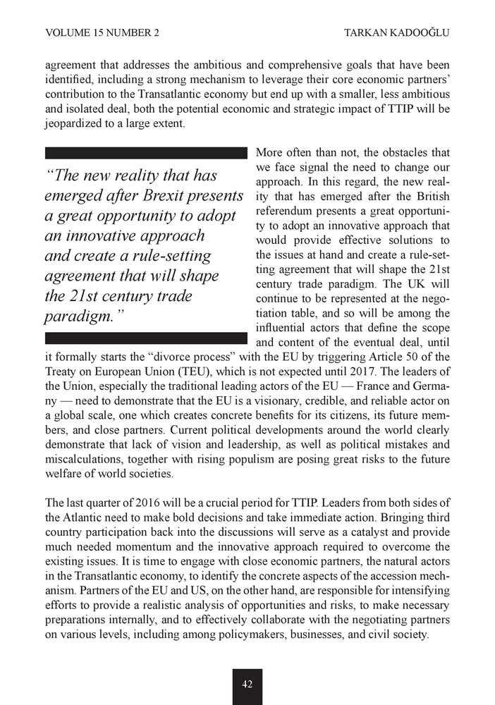 TÜRKONFED Başkani Kadooğlunun Tpq Dergisi Brexit Ve Ttip Makalesi Summer 2016 - 6