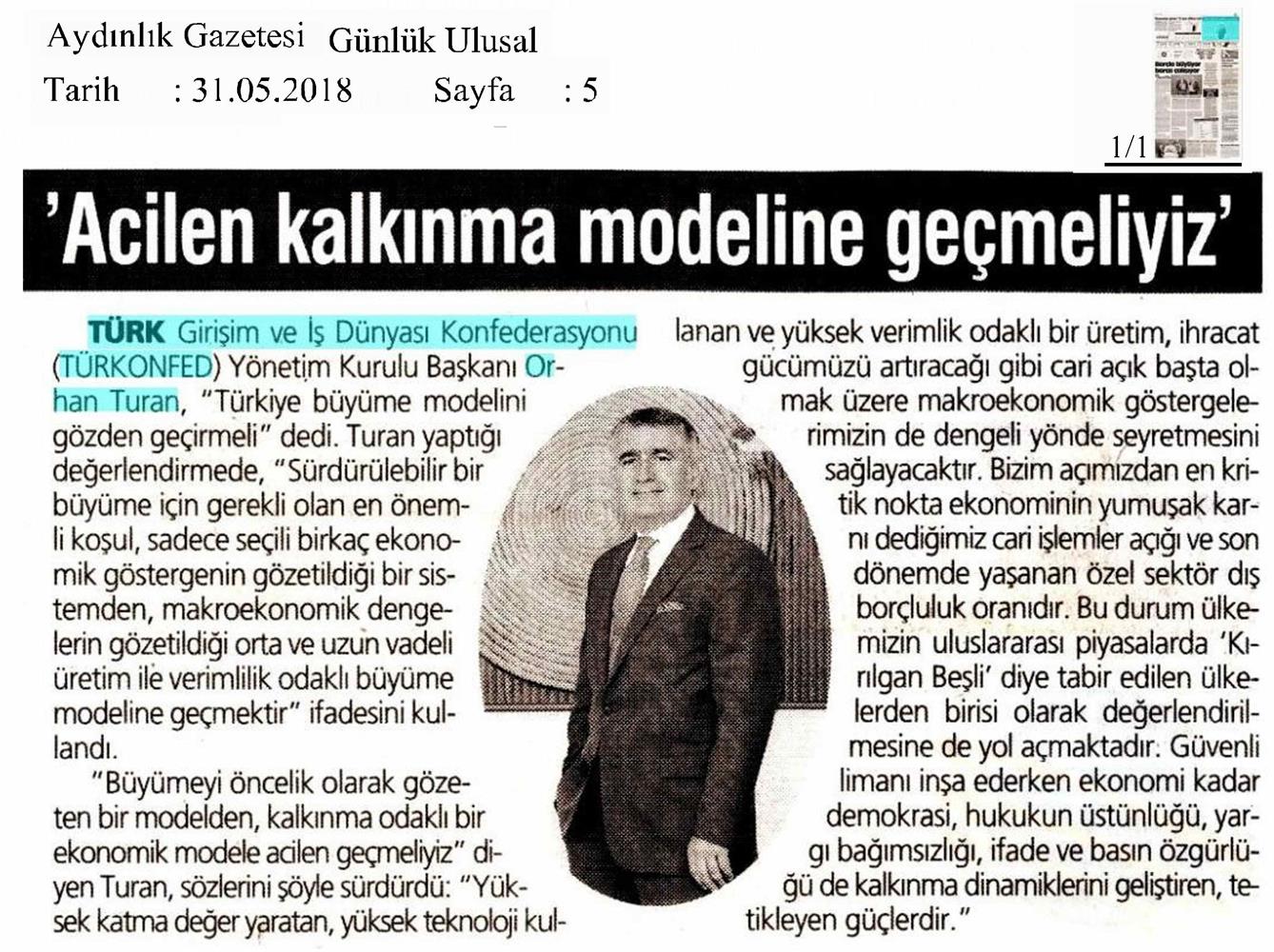 TÜRKONFED Başkani Orhan Turan Ekonomi Değerlendirmesi 1 - 6