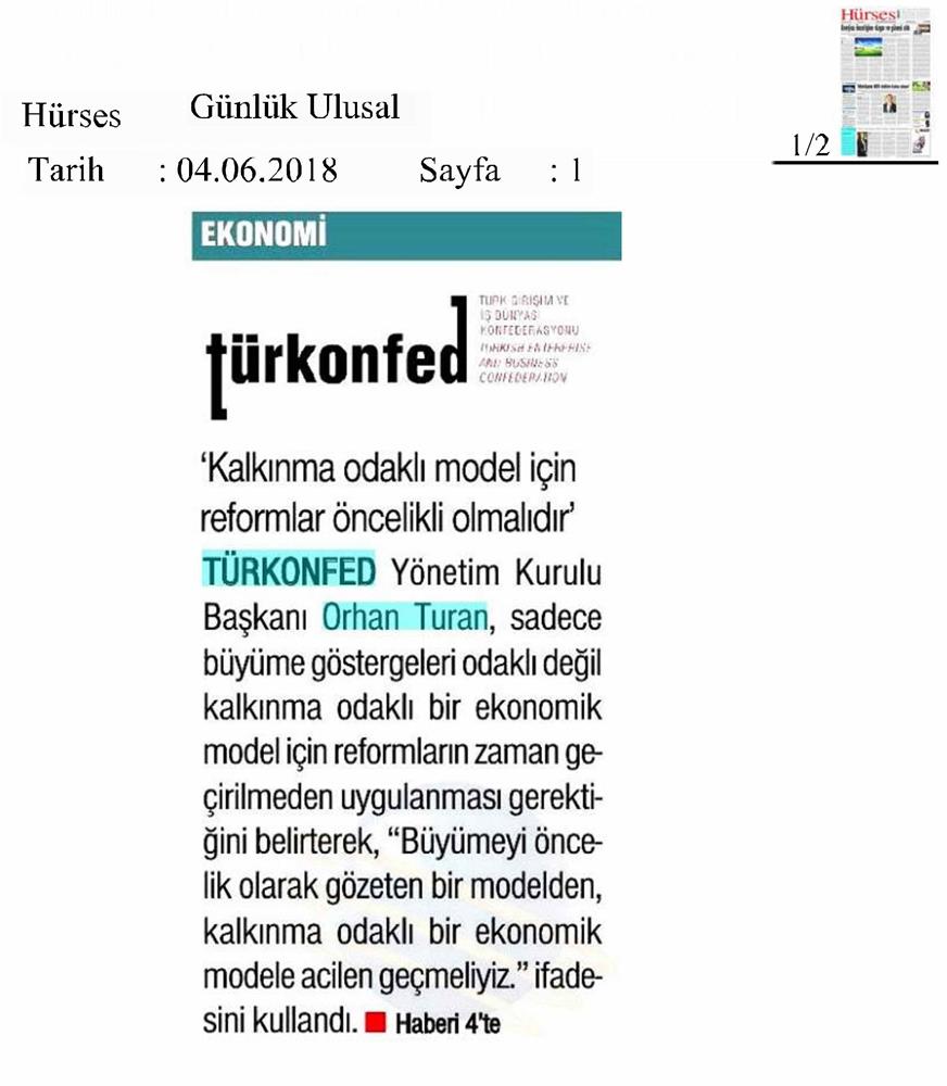 TÜRKONFED Başkani Orhan Turan Ekonomi Değerlendirmesi 1 - 8