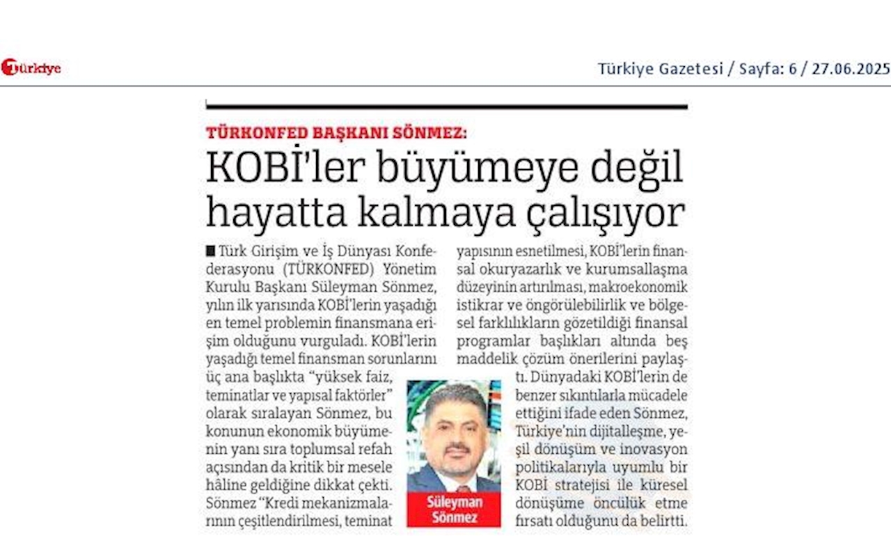 TÜRKONFED Başkani Sönmez KOBİ'ler Buyumeye Degil Hayatta Kalmaya Calisiyor - 10
