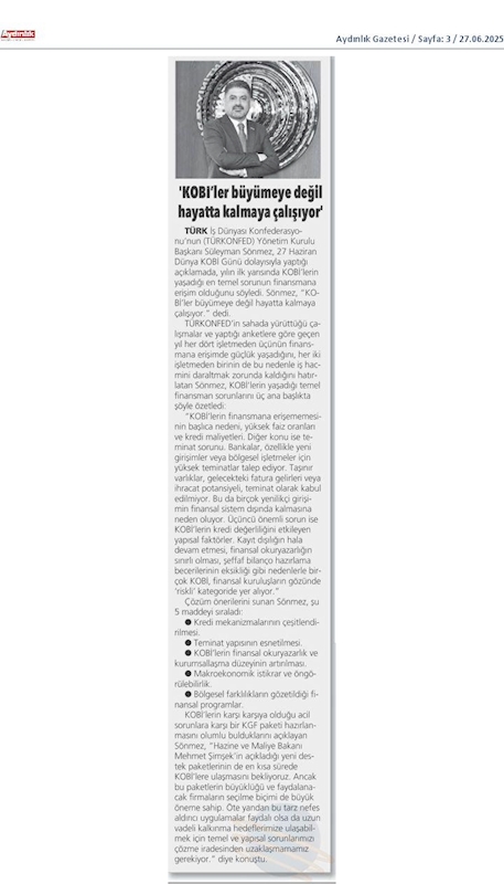 TÜRKONFED Başkani Sönmez KOBİ'ler Buyumeye Degil Hayatta Kalmaya Calisiyor - 11