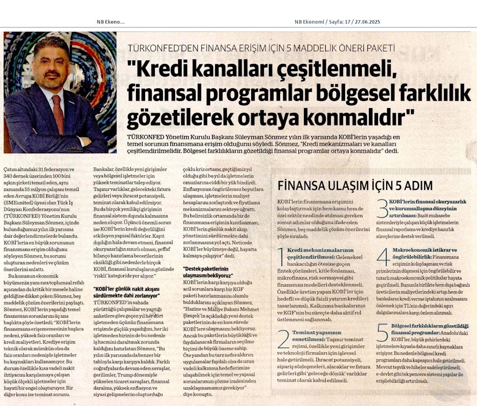 TÜRKONFED Başkani Sönmez KOBİ'ler Buyumeye Degil Hayatta Kalmaya Calisiyor - 15