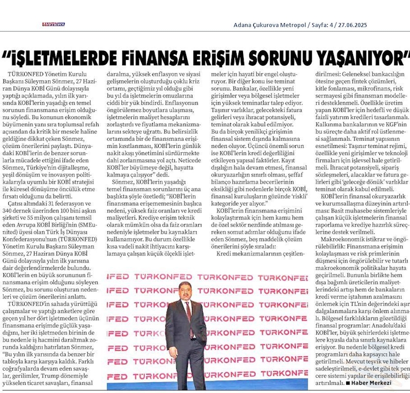 TÜRKONFED Başkani Sönmez KOBİ'ler Buyumeye Degil Hayatta Kalmaya Calisiyor - 16