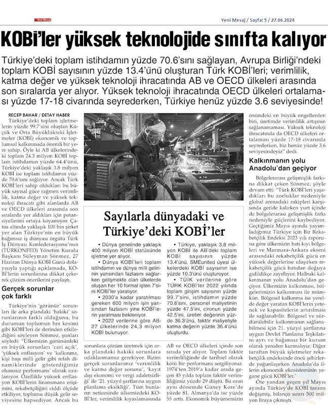 TÜRKONFED Başkani Suleyman Sönmez Türkiyenin Sorunlari KOBİ'lerin Rekabetciligini Etkiliyor - 4
