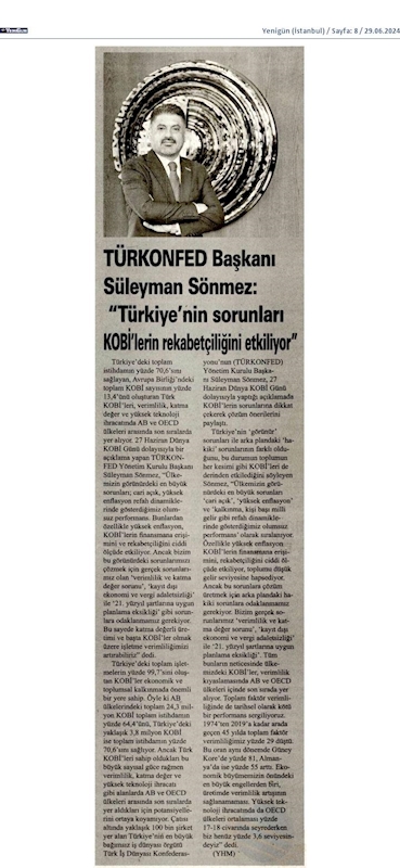 TÜRKONFED Başkani Suleyman Sönmez Türkiyenin Sorunlari KOBİ'lerin Rekabetciligini Etkiliyor - 11