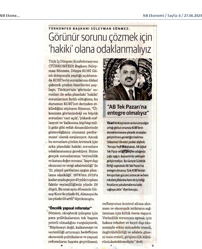 TÜRKONFED Başkani Suleyman Sönmez Türkiyenin Sorunlari KOBİ'lerin Rekabetciligini Etkiliyor - 12