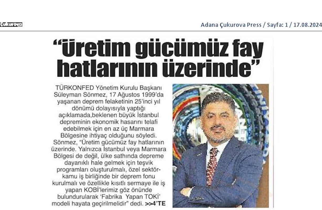 TÜRKONFED Başkani Suleyman Sönmezden 17 Agustos Deprem Felaketinin 25inci Yil Donumunde Aciklama - 7