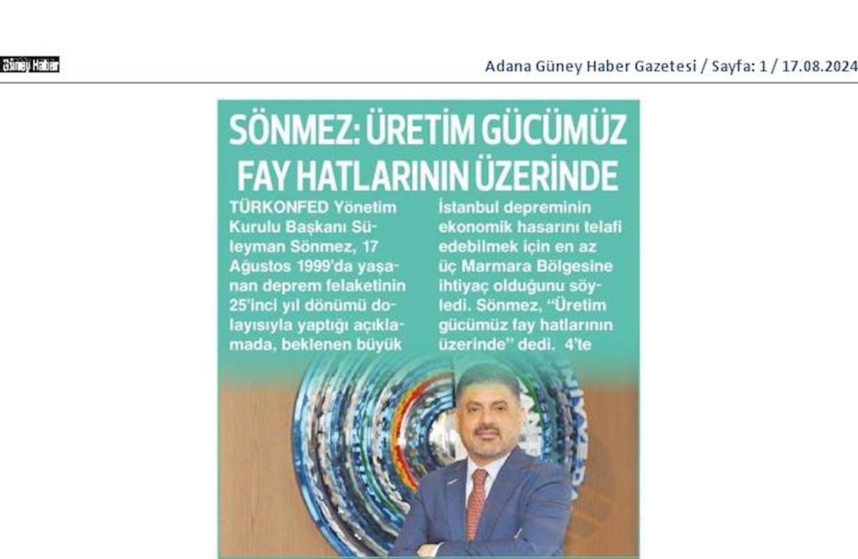 TÜRKONFED Başkani Suleyman Sönmezden 17 Agustos Deprem Felaketinin 25inci Yil Donumunde Aciklama - 8