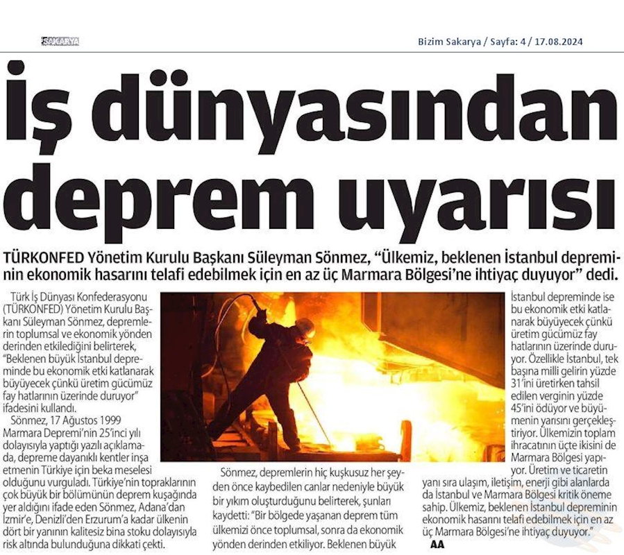 TÜRKONFED Başkani Suleyman Sönmezden 17 Agustos Deprem Felaketinin 25inci Yil Donumunde Aciklama - 13