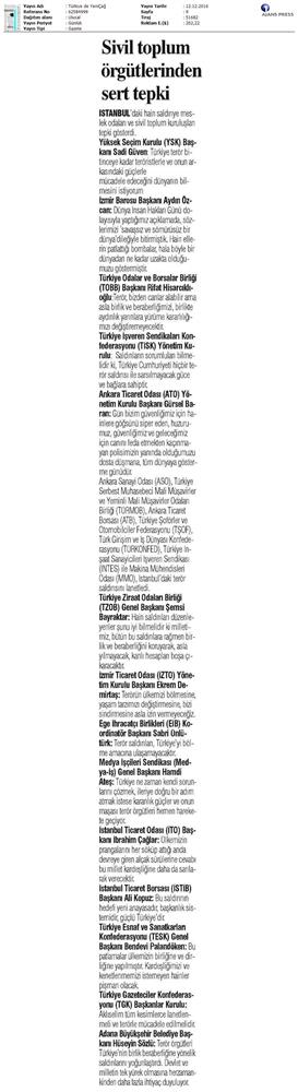 TÜRKONFED Besiktas Teror Saldirisi Basin Aciklamasi Yansimalari 12122016 - 1