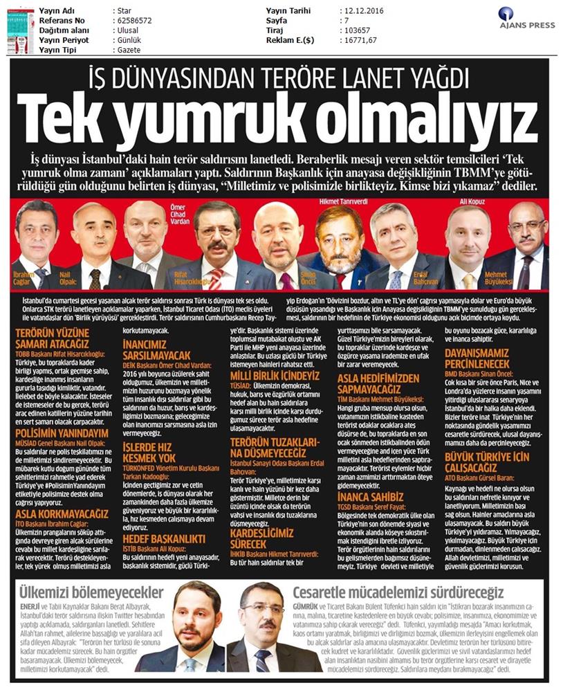 TÜRKONFED Besiktas Teror Saldirisi Basin Aciklamasi Yansimalari 12122016 - 5
