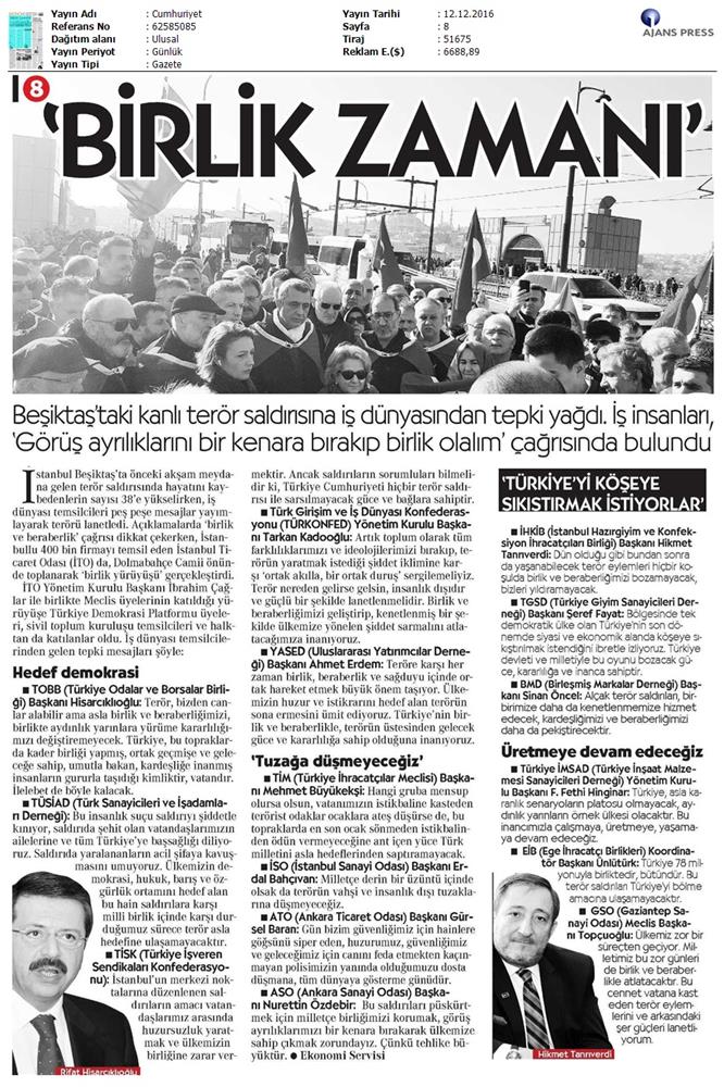 TÜRKONFED Besiktas Teror Saldirisi Basin Aciklamasi Yansimalari 12122016 - 8