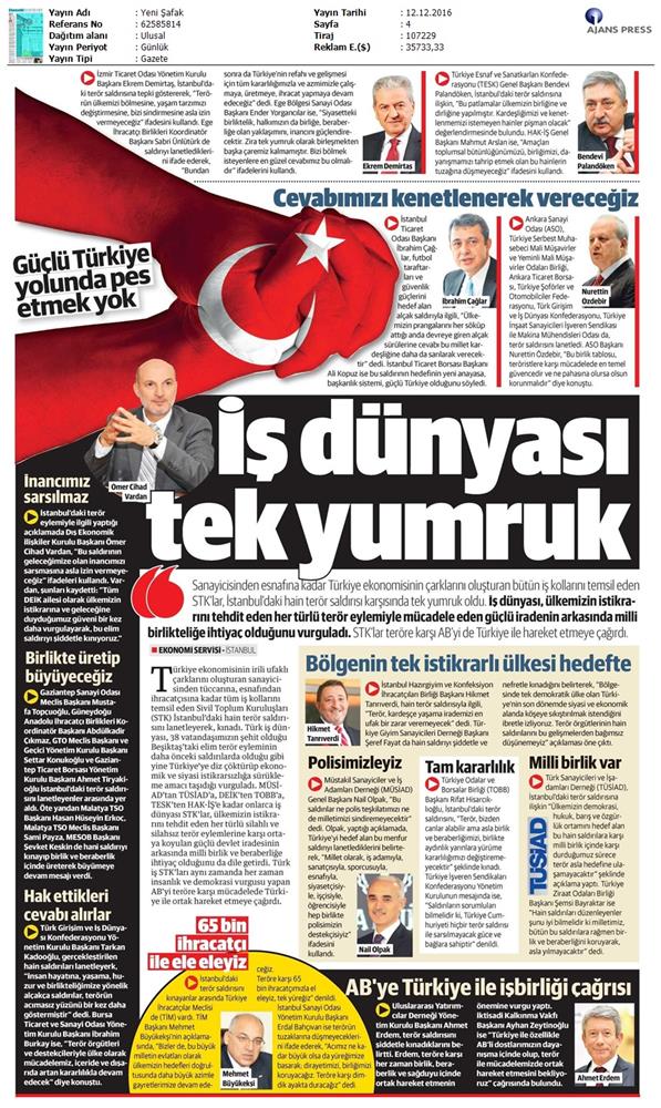 TÜRKONFED Besiktas Teror Saldirisi Basin Aciklamasi Yansimalari 12122016 - 11
