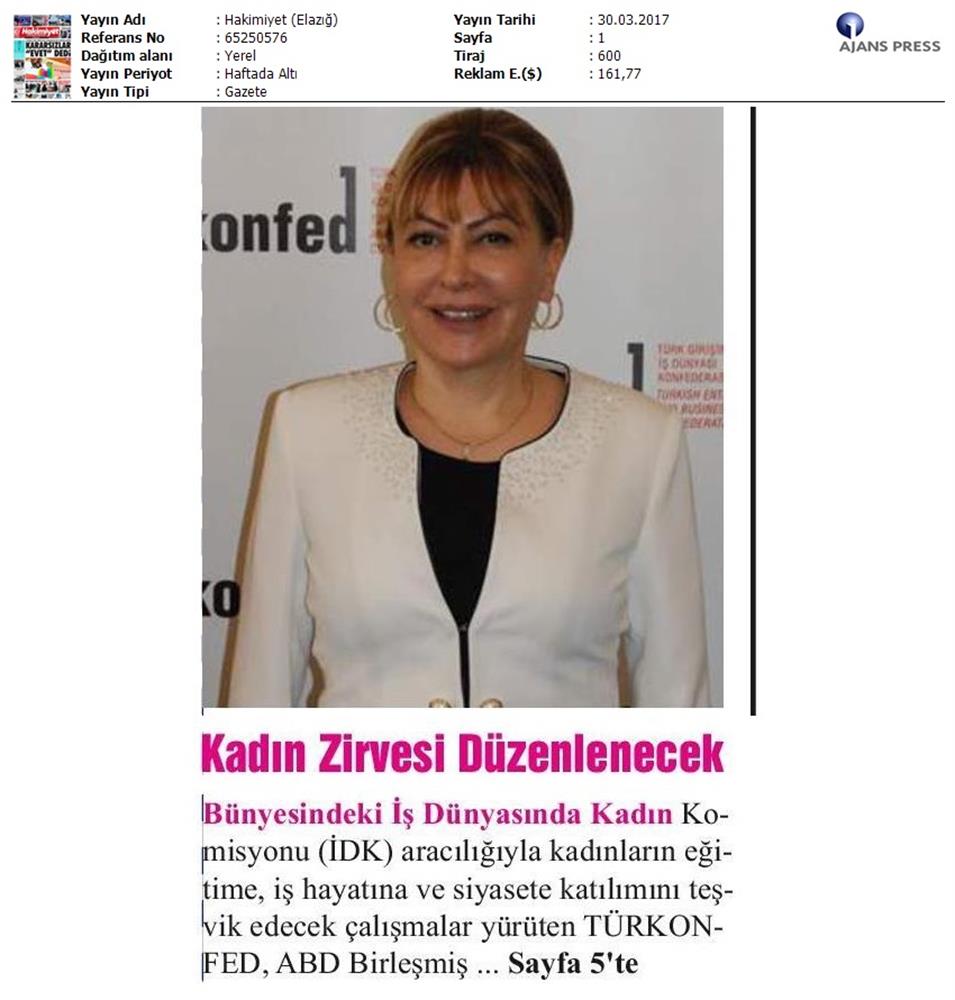 TÜRKONFED BM Kadin Komisyonundan Onemli İşbirliği Medya Yansimalari 30 Mart 2017 - 1