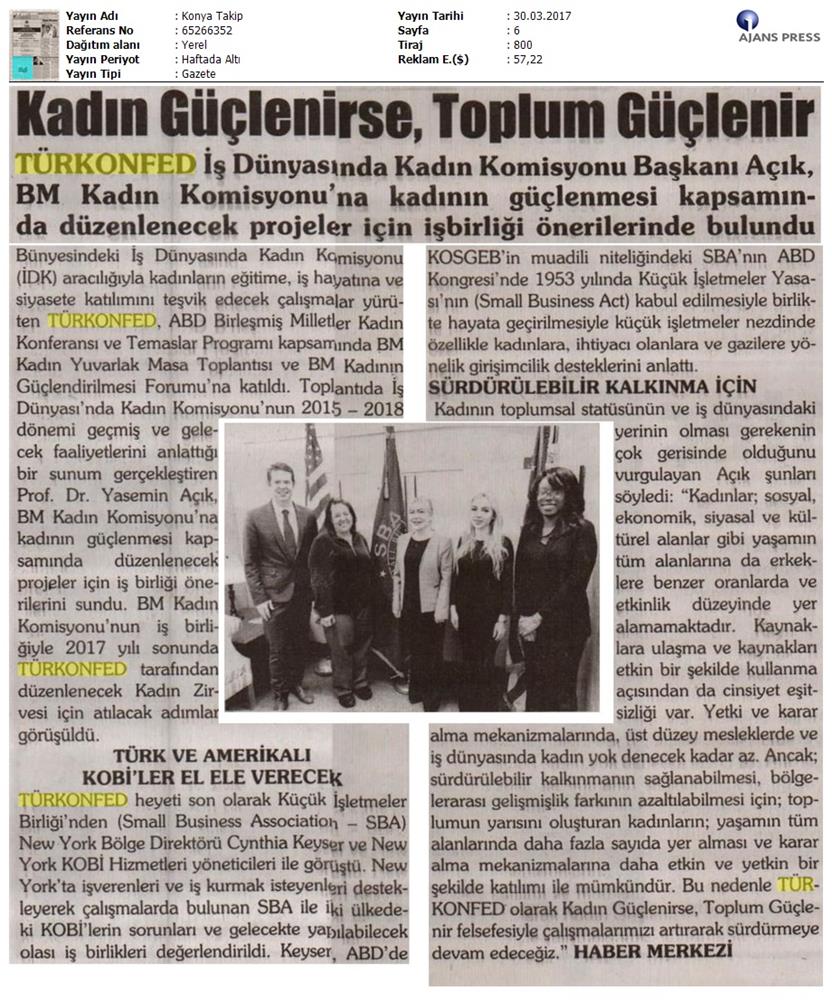 TÜRKONFED BM Kadin Komisyonundan Onemli İşbirliği Medya Yansimalari 30 Mart 2017 - 21