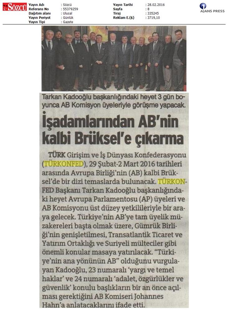 TÜRKONFED Bruksel Temaslari Subat 2016 - 3