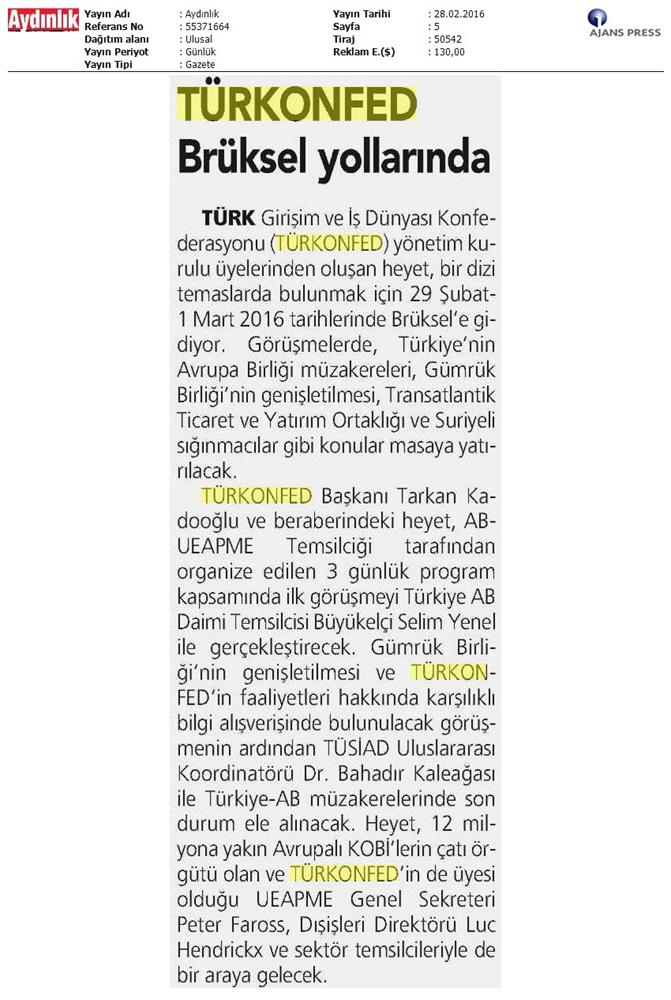 TÜRKONFED Bruksel Temaslari Subat 2016 - 4