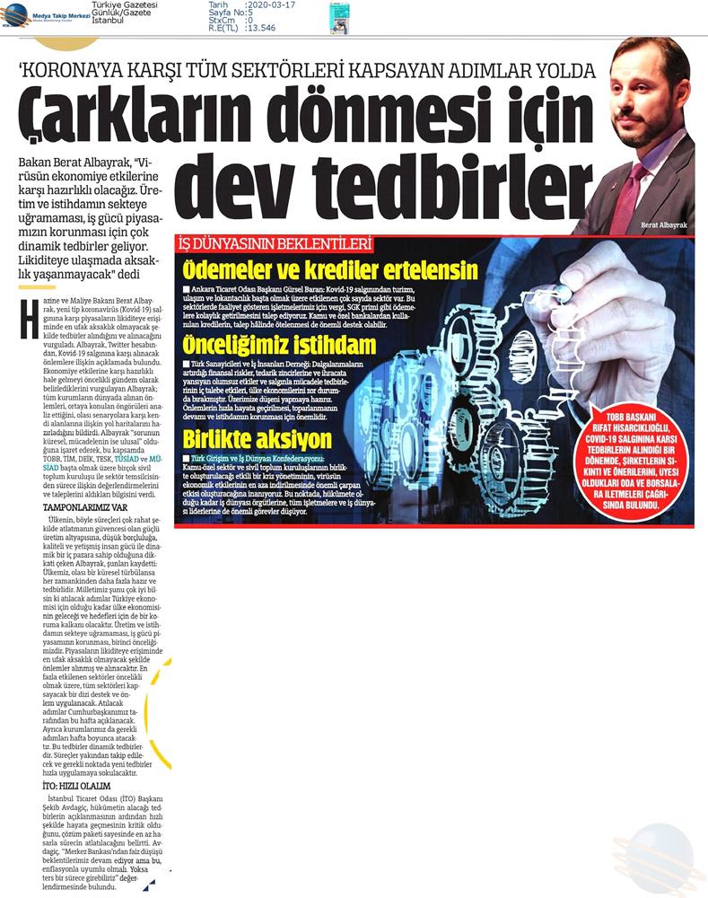 TÜRKONFED Coronavirus Basin Aciklamasi Medya Yansimalari 16 Mart 2020 - 10
