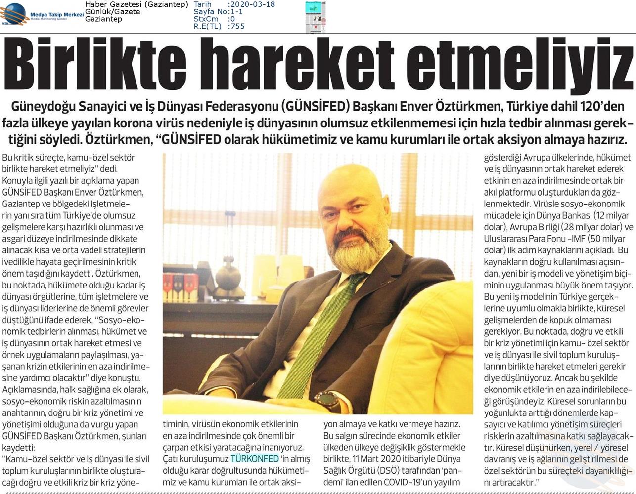 TÜRKONFED Coronavirus Basin Aciklamasi Medya Yansimalari 16 Mart 2020 - 15