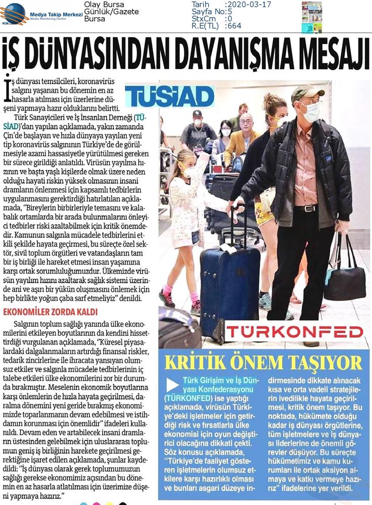 TÜRKONFED Coronavirus Basin Aciklamasi Medya Yansimalari 16 Mart 2020 - 19