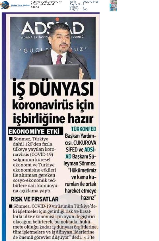 TÜRKONFED Coronavirus Basin Aciklamasi Medya Yansimalari 16 Mart 2020 - 28
