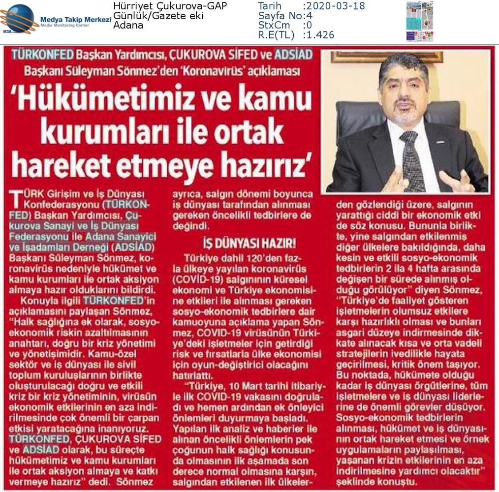 TÜRKONFED Coronavirus Basin Aciklamasi Medya Yansimalari 16 Mart 2020 - 35