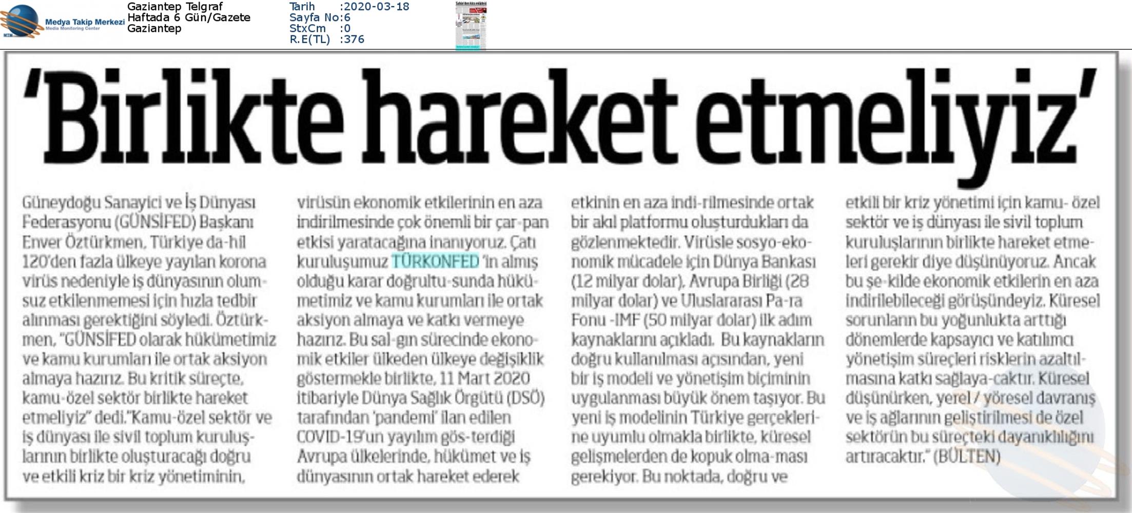 TÜRKONFED Coronavirus Basin Aciklamasi Medya Yansimalari 16 Mart 2020 - 37