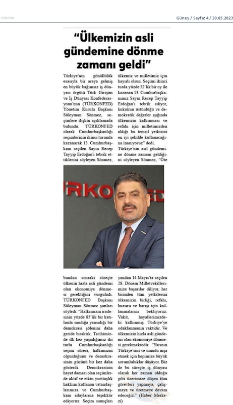 TÜRKONFED Cumhurbaskanligi Secim Sonucu Basin Aciklamasi 29 Mayis 2023 - 2