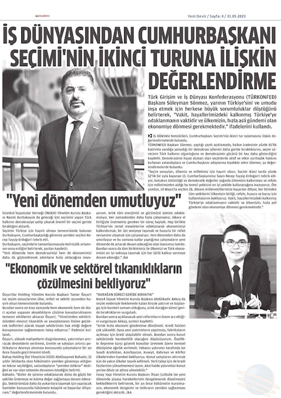 TÜRKONFED Cumhurbaskanligi Secim Sonucu Basin Aciklamasi 29 Mayis 2023 - 20