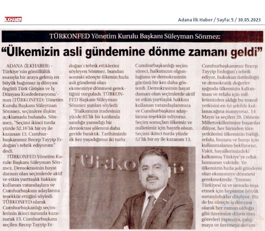 TÜRKONFED Cumhurbaskanligi Secim Sonucu Basin Aciklamasi 29 Mayis 2023 - 24