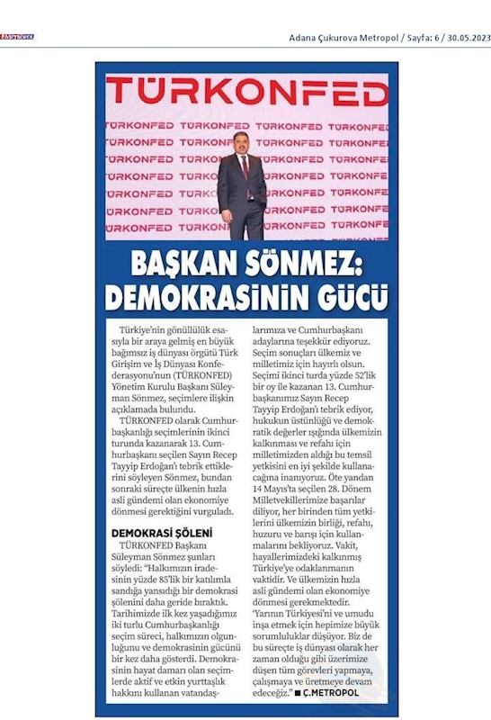 TÜRKONFED Cumhurbaskanligi Secim Sonucu Basin Aciklamasi 29 Mayis 2023 - 26
