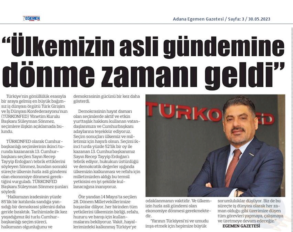 TÜRKONFED Cumhurbaskanligi Secim Sonucu Basin Aciklamasi 29 Mayis 2023 - 29