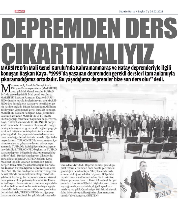 TÜRKONFED Deprem Basin Aciklamasi 6 Subat 2023 - 1