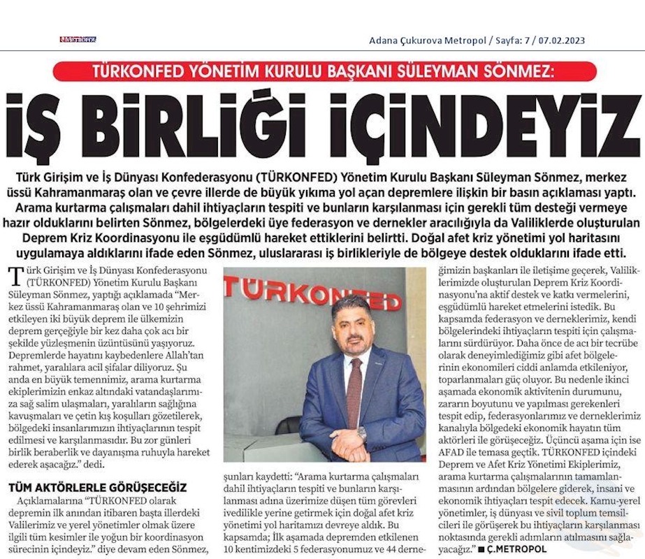TÜRKONFED Deprem Basin Aciklamasi 6 Subat 2023 - 14