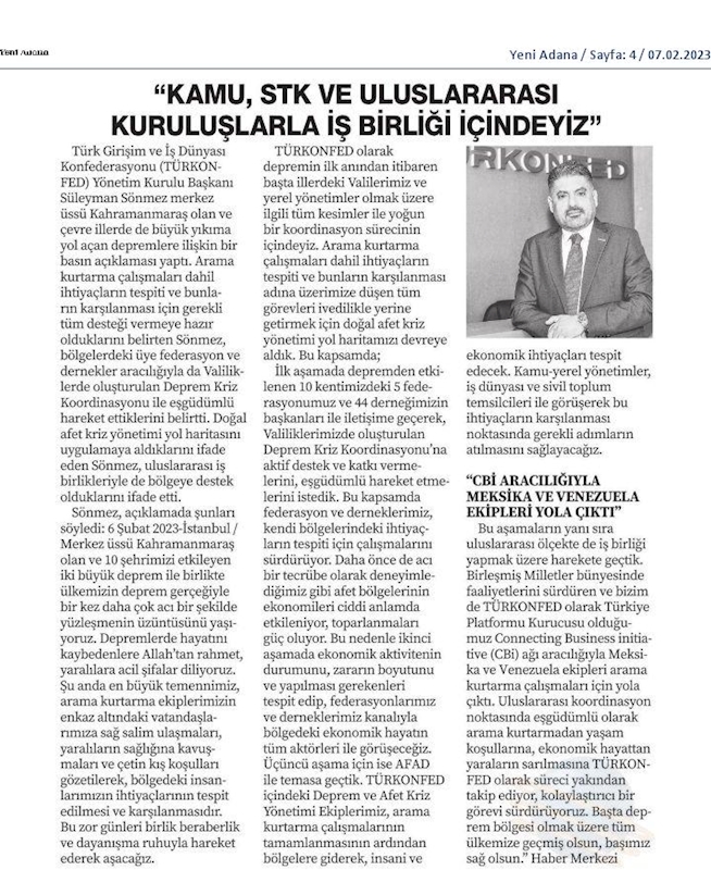 TÜRKONFED Deprem Basin Aciklamasi 6 Subat 2023 - 26