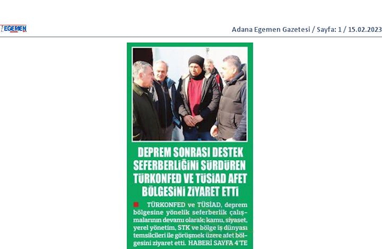 TÜRKONFED Deprem Basin Bulteni 14022023 - 2