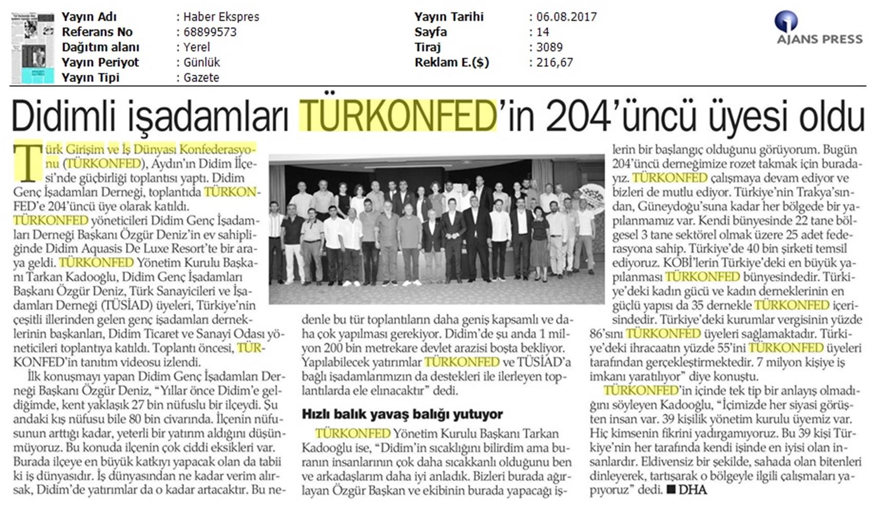 TÜRKONFED Didim Giad Toplantısı Medya Yansimalari Didim 6 Agustos 2017 - 7