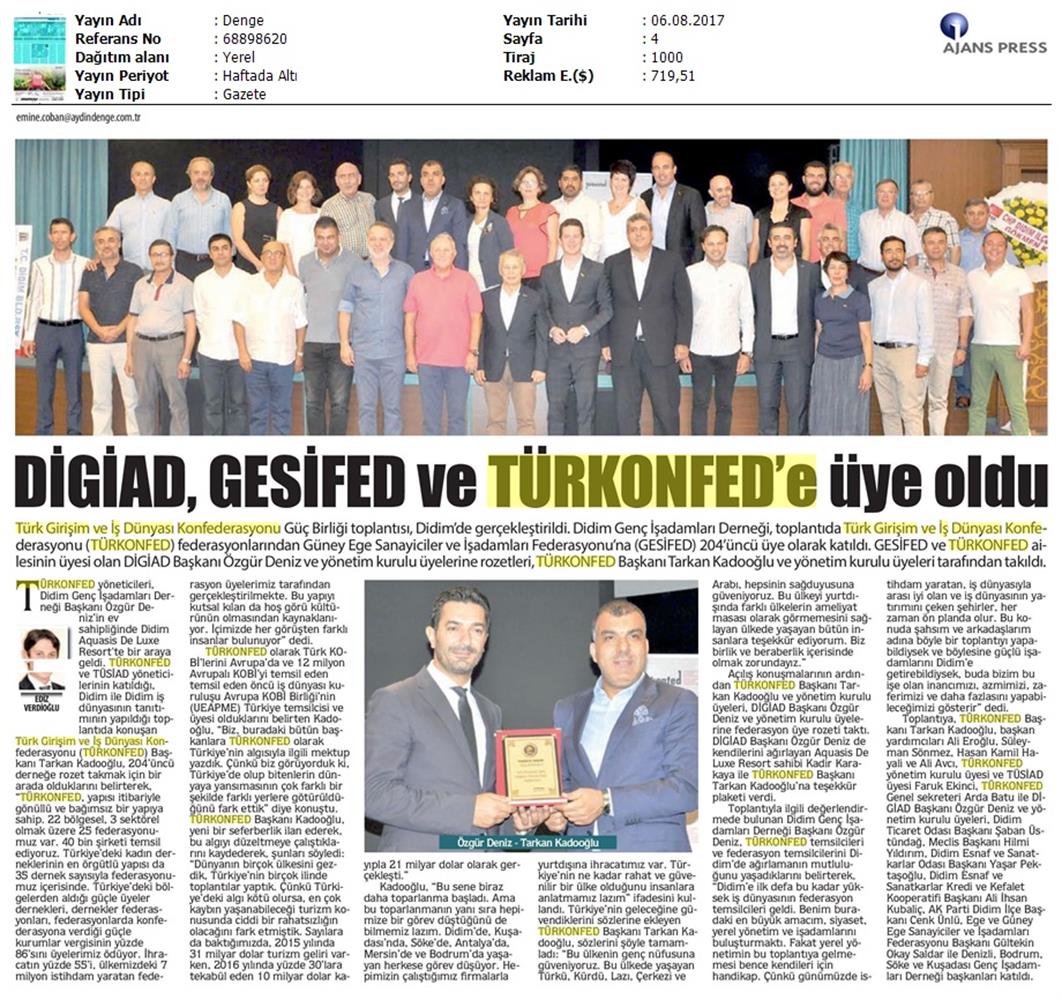 TÜRKONFED Didim Giad Toplantısı Medya Yansimalari Didim 6 Agustos 2017 - 12