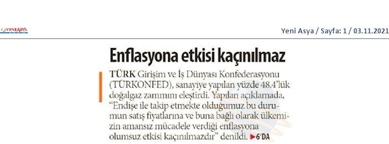 TÜRKONFED Dogal Gaz Zammi 2 Kasim 2021 - 24