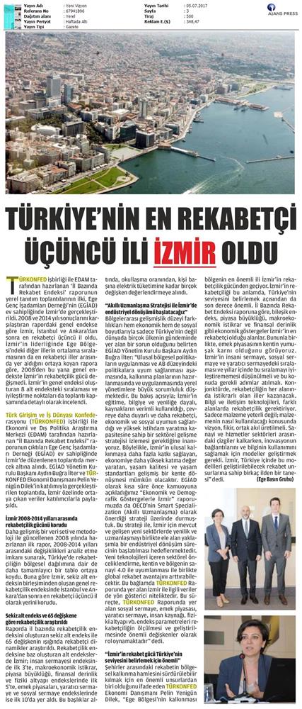 TÜRKONFED Egiad Izmir Rekabet Endeksi Toplantısı Son Medya Yansimalari 5 Temmuz 2017 - 3
