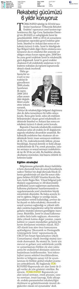 TÜRKONFED Egiad Izmir Rekabet Endeksi Toplantısı Son Medya Yansimalari 5 Temmuz 2017 - 9
