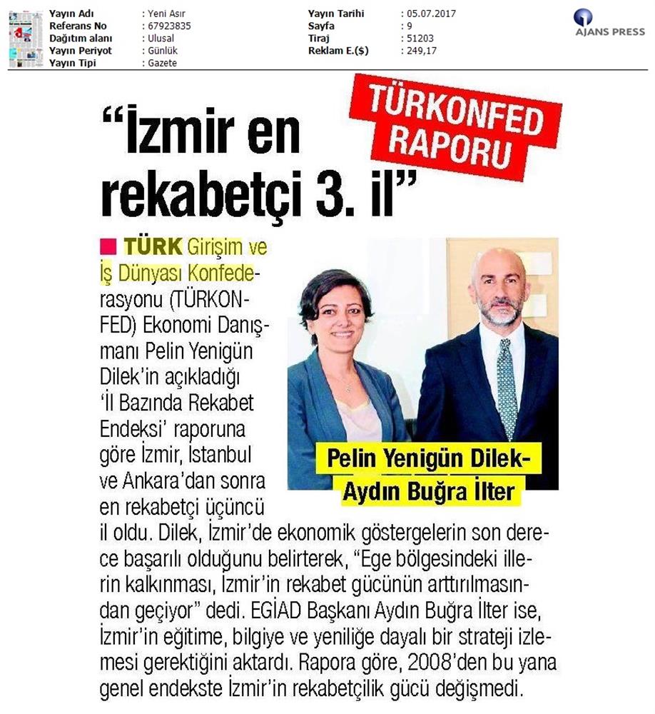 TÜRKONFED Egiad Izmir Rekabet Endeksi Toplantısı Son Medya Yansimalari 5 Temmuz 2017 - 16