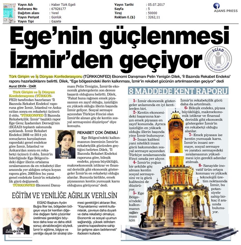 TÜRKONFED Egiad Izmir Rekabet Endeksi Toplantısı Son Medya Yansimalari 5 Temmuz 2017 - 17