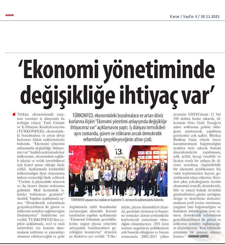 TÜRKONFED Ekonomi Basin Aciklamasi 29 Kasim 2021 - 26