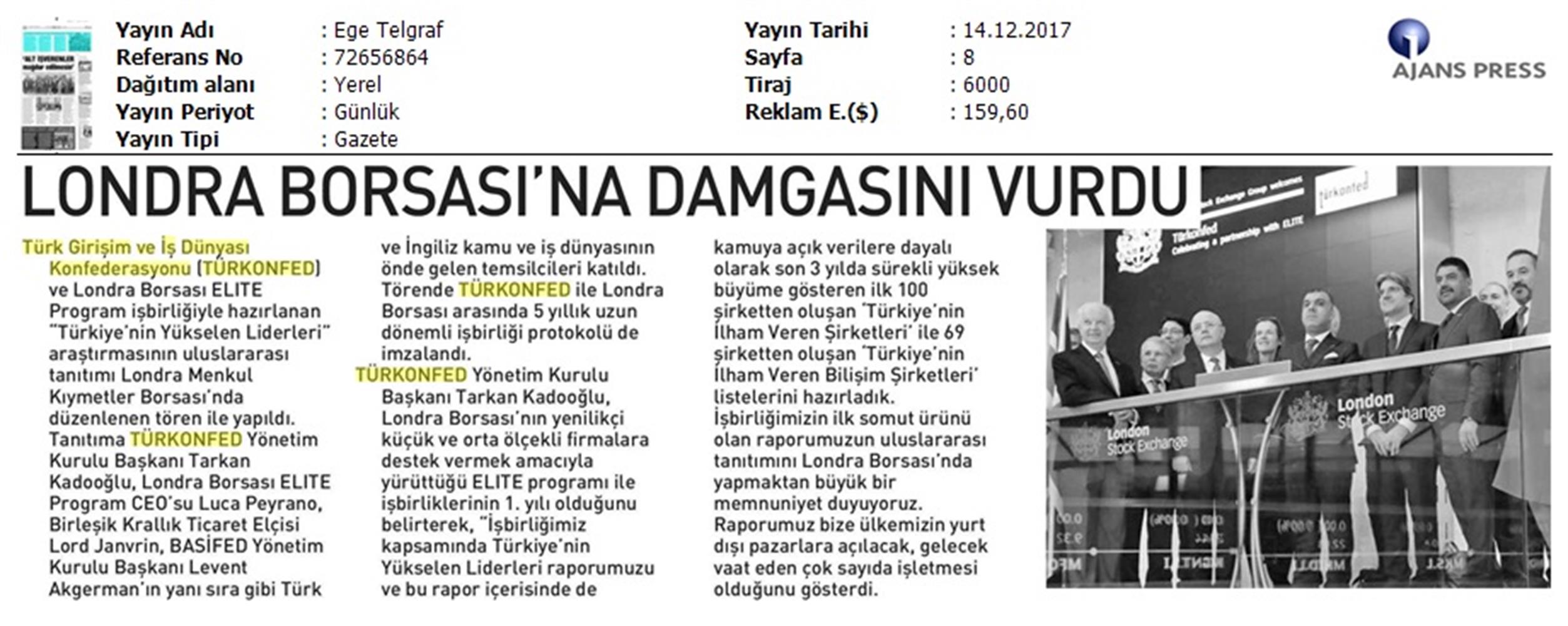 TÜRKONFED Elite Programi Türkiyenin Yukselen Liderleri Raporu Londra Borsasi Tanitimi 15 Aralik 2017 - 10