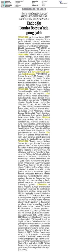 TÜRKONFED Elite Programi Türkiyenin Yukselen Liderleri Raporu Londra Borsasi Tanitimi 15 Aralik 2017 - 13