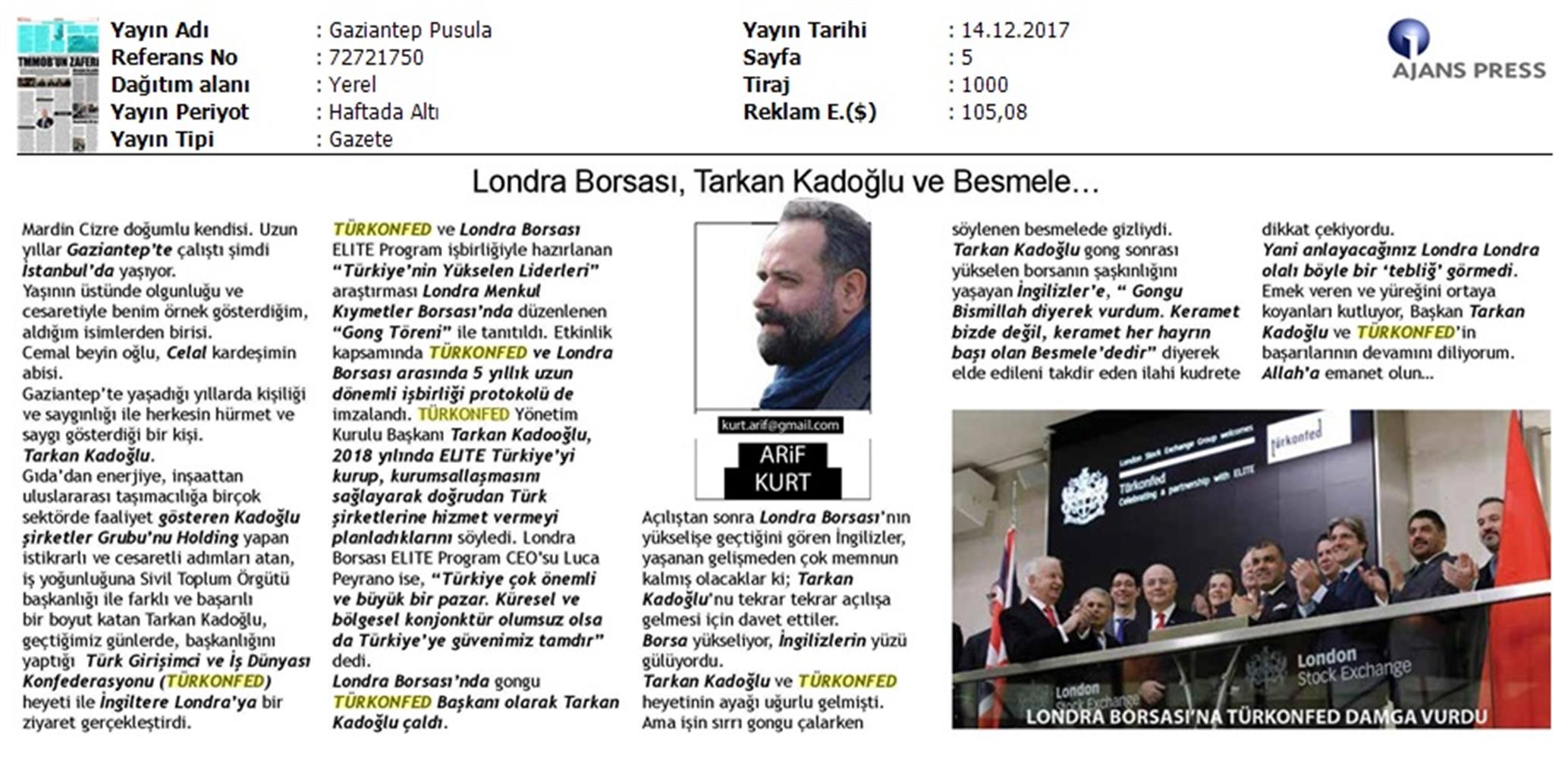 TÜRKONFED Elite Programi Türkiyenin Yukselen Liderleri Raporu Londra Borsasi Tanitimi 15 Aralik 2017 - 16