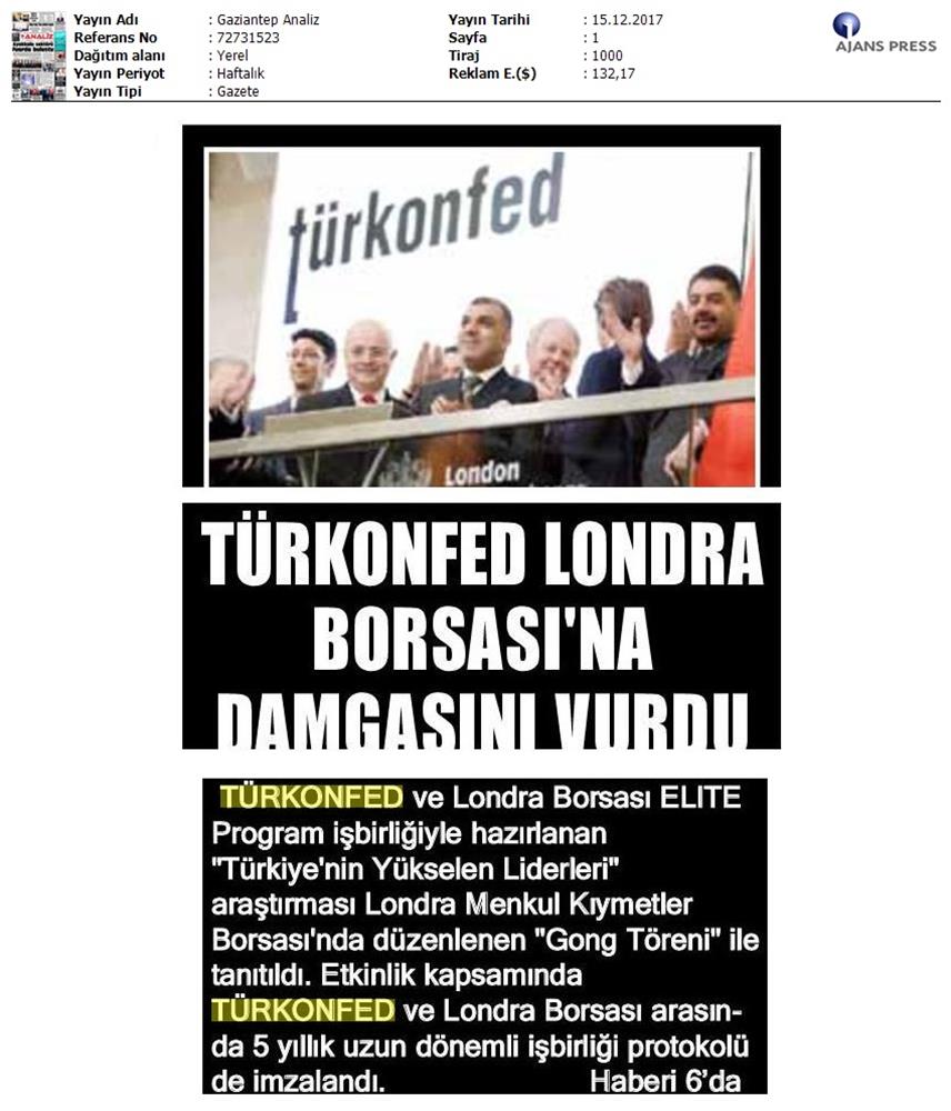 TÜRKONFED Elite Programi Türkiyenin Yukselen Liderleri Raporu Londra Borsasi Tanitimi 15 Aralik 2017 - 19
