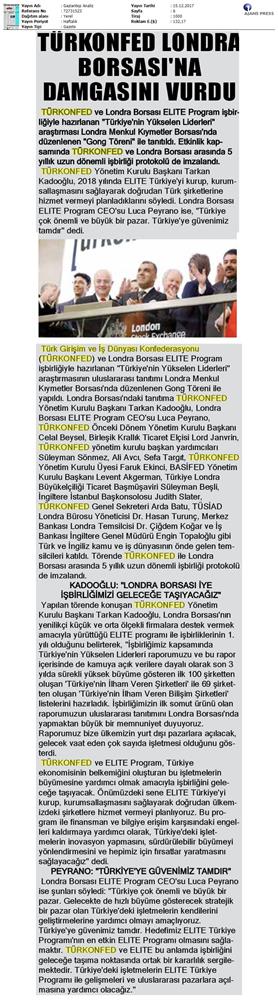 TÜRKONFED Elite Programi Türkiyenin Yukselen Liderleri Raporu Londra Borsasi Tanitimi 15 Aralik 2017 - 21