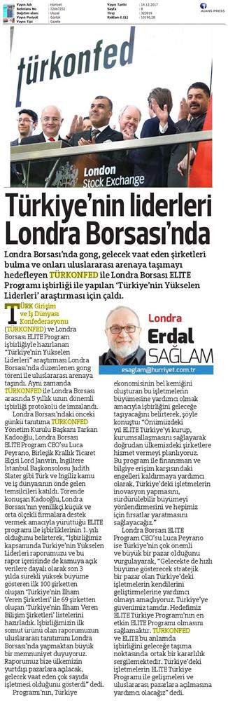 TÜRKONFED Elite Programi Türkiyenin Yukselen Liderleri Raporu Londra Borsasi Tanitimi 15 Aralik 2017 - 28